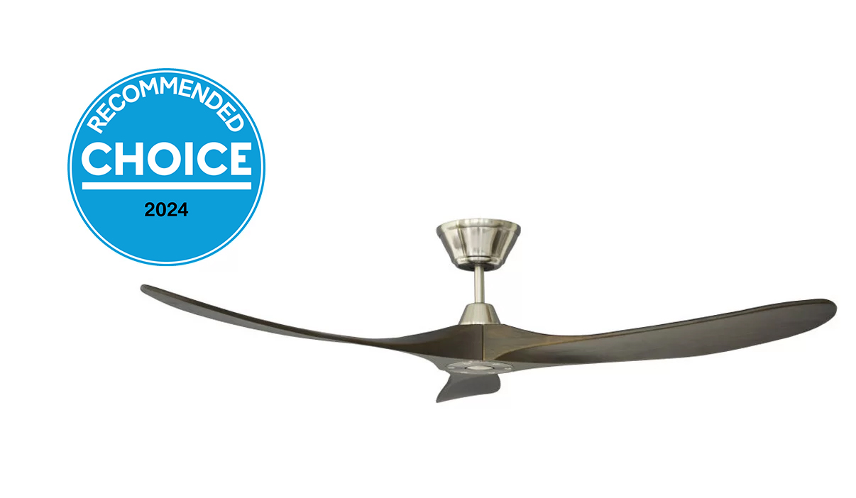 Milano SLIDER Junior Brushed steel finish with Walnut (solid timber) blade fan -No Light