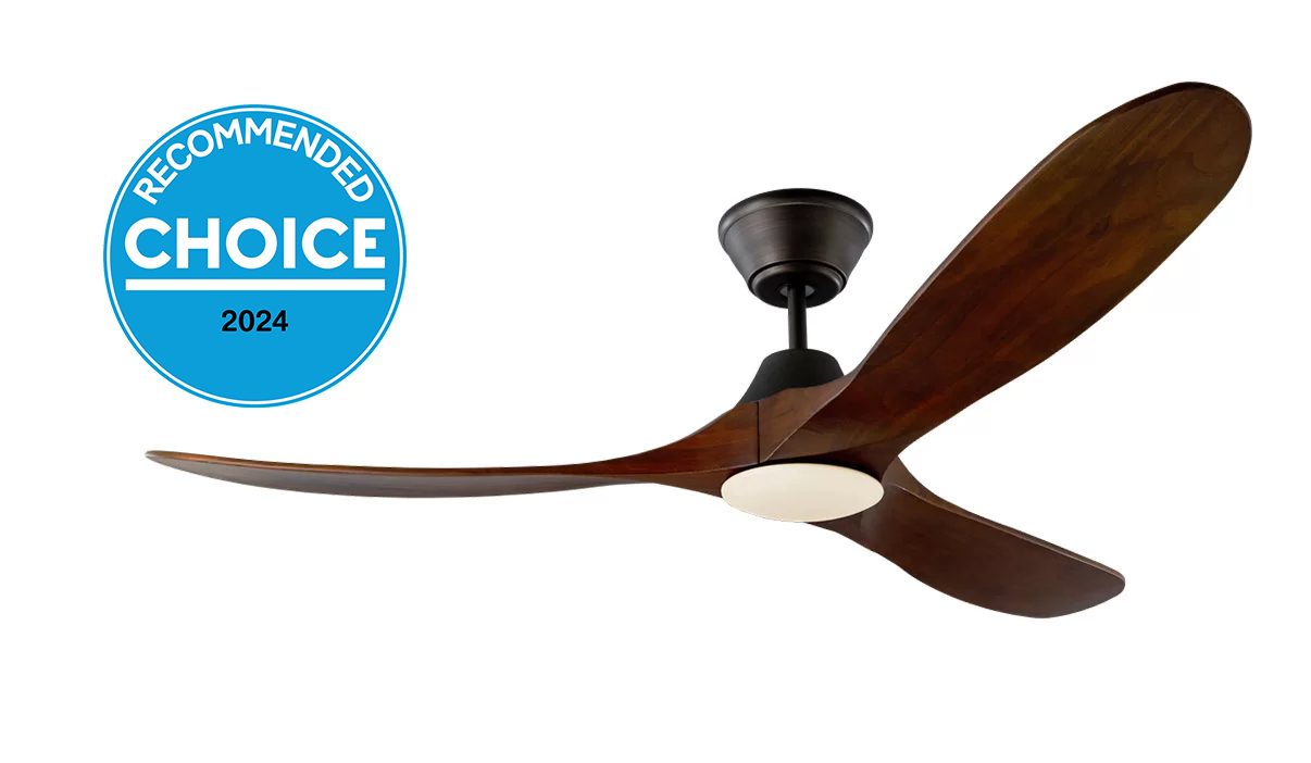 Milano SLIDER NOVA Full Moon Aged Pewter DC Motor Fan With Light Walnut (Solid Timber) Blade Fan - Dimmable LED Light