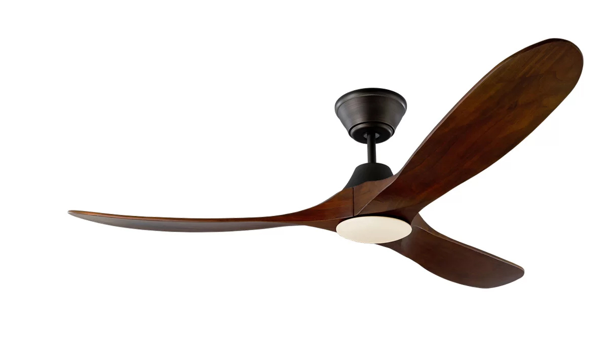 Milano SLIDER NOVA Full Moon Aged Pewter DC Motor Fan With Light Walnut (Solid Timber) Blade Fan - Dimmable LED Light