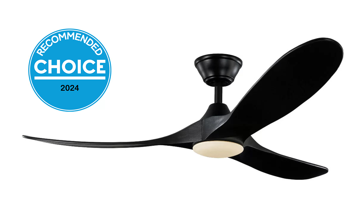 Milano SLIDER NOVA Full Moon Matt Black With Black (Solid Timber) Blade Fan - Dimmable LED Light