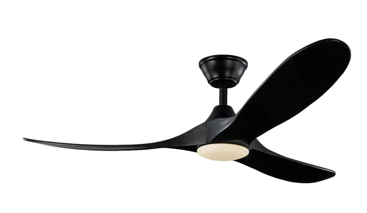 Milano SLIDER NOVA Full Moon Matt Black With Black (Solid Timber) Blade Fan - Dimmable LED Light