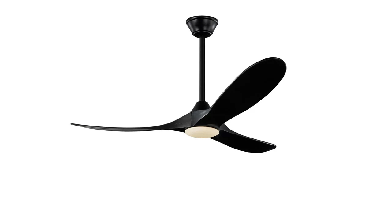 Milano SLIDER NOVA Full Moon Matt Black With Black (Solid Timber) Blade Fan - Dimmable LED Light