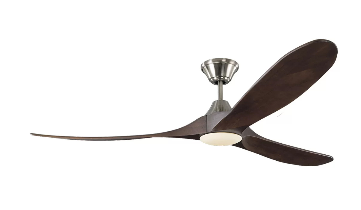 Milano SLIDER NOVA Full Moon Brushed Steel With Walnut (Solid Timber) Blade Fan - Dimmable LED Light