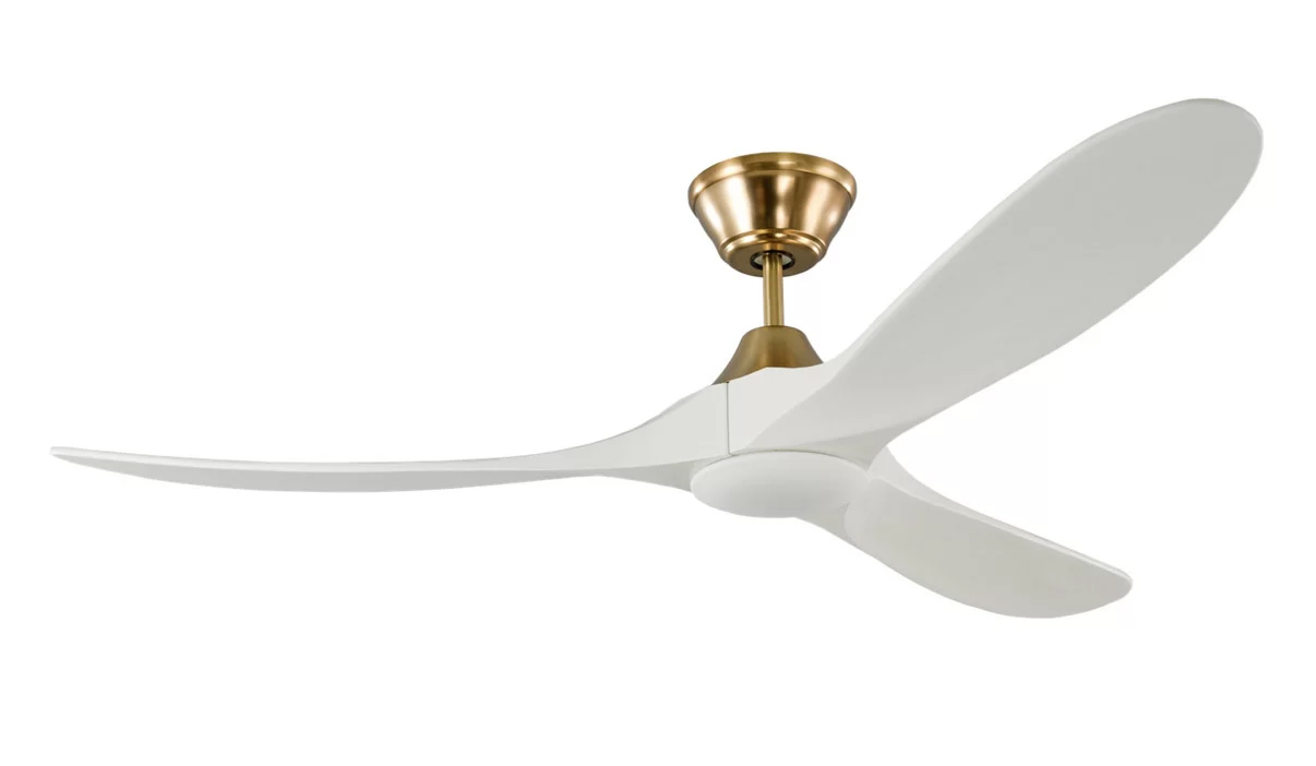 Milano SLIDER NOVA Full Moon Burnished Brass With White (Solid Timber) Blade Fan - Dimmable LED Light