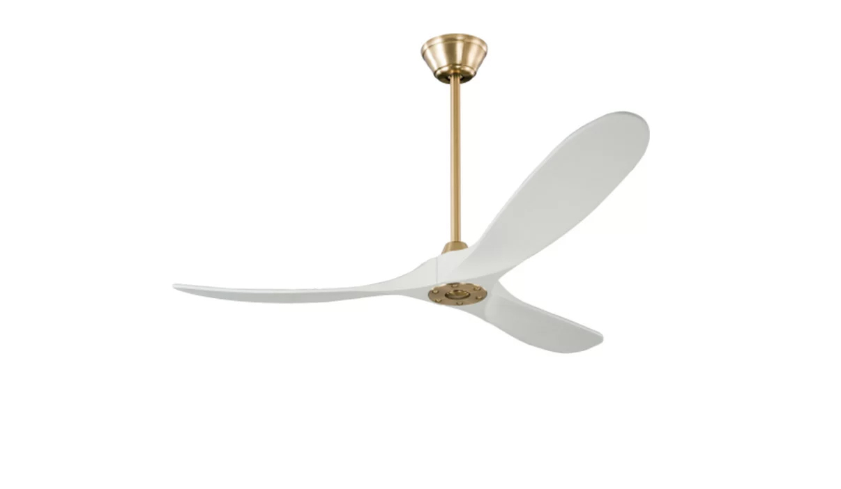Milano SLIDER NOVA Full Moon Burnished Brass With White (Solid Timber) Blade Fan - Dimmable LED Light