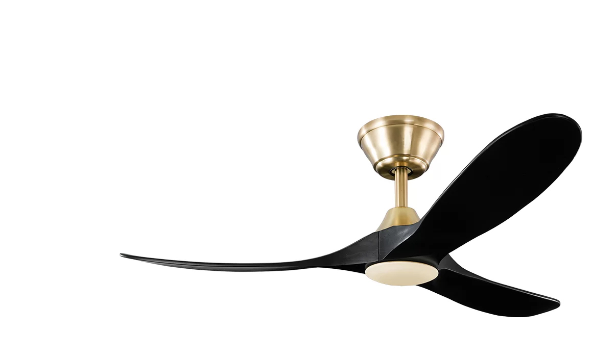 Milano SLIDER NOVA Full Moon Burnished Brass With Black Blade Fan - Dimmable LED Light